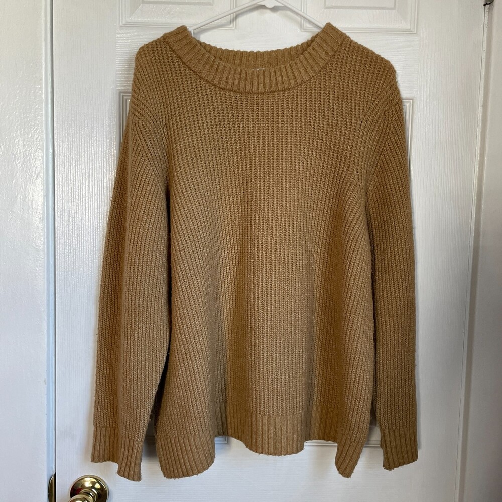 Topshop tan knit crewneck sweater